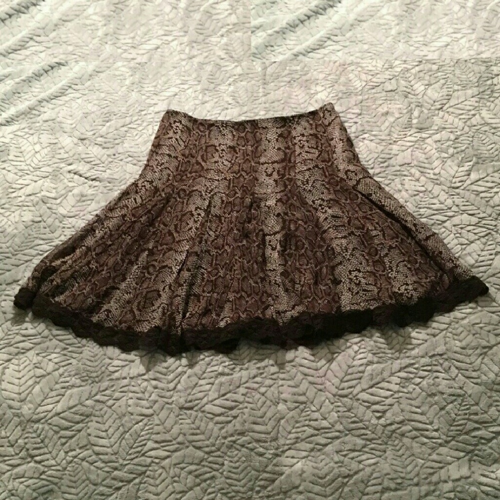 INC International Concepts Brown Snake Print Midi Skirt